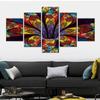 5Pcs Floral Flower 3D Abstract Decor 5 Pieces Pictures Art Poster Home Decor No Framed Canvas HD Print Room Decor Modern