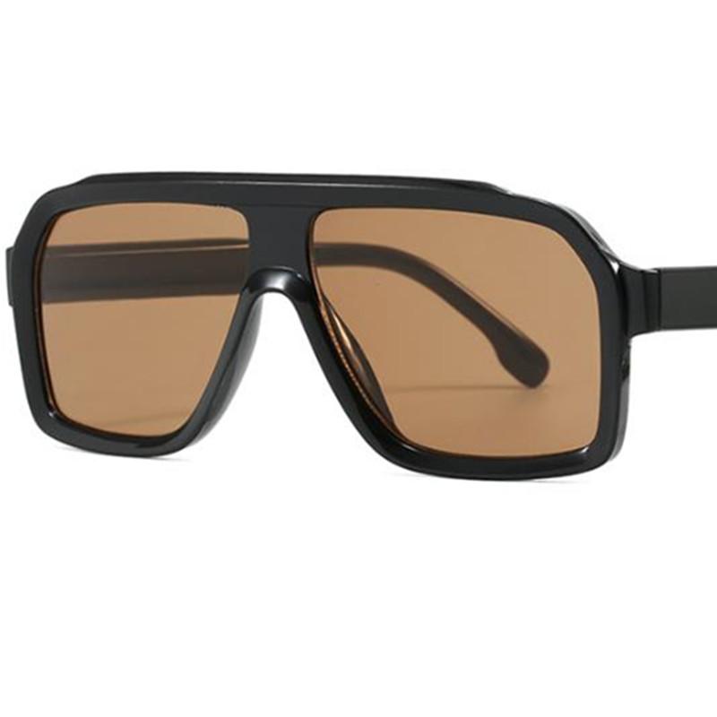 

Fashion Pilot Sun Glasses Anti-UV Spectacles Oversize Frame Eyeglasses Square Ornamental Personality Beach Sunglasses as picture коричневый
