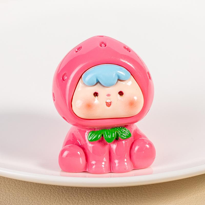 Miniature Figurine Mini Cute Car Interior Decorations Cartoon Fruits Doll Luminous Home Decoration Accessories Crafts Gifts