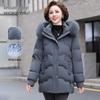 Snow Flying Women's Winter Mid-Length Hooded Down Jacket with Fur Collar