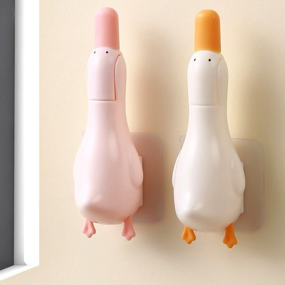 Plumbing Tool Cartoon Duck-Shaped Hair Catcher Plastic Double Head Drain Cleaner Wall Mounted Garbage Clip Toilet Sewer