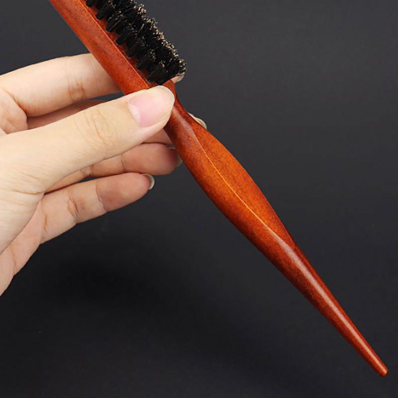 2Pcs Premium Bristle Hairbrush With Wooden Handle-Reduces Frizz And Static- Scalp Massage Bristle Brush Set For All Hair Types