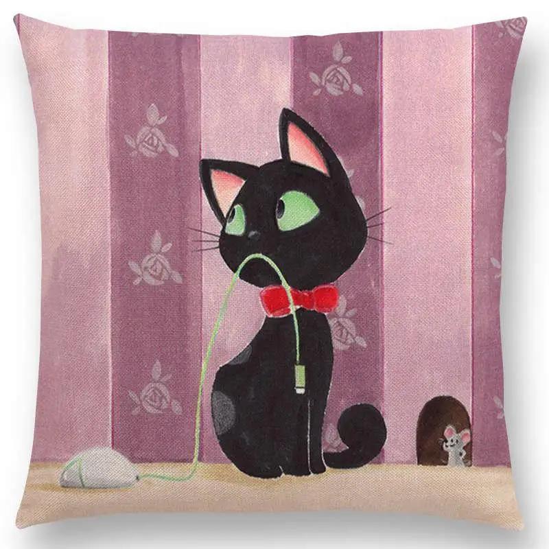 Newest Cute Cartoon Sofa Pillow Cover Black and White Cat Funny Fox Cushion Cover Throw pillowcase