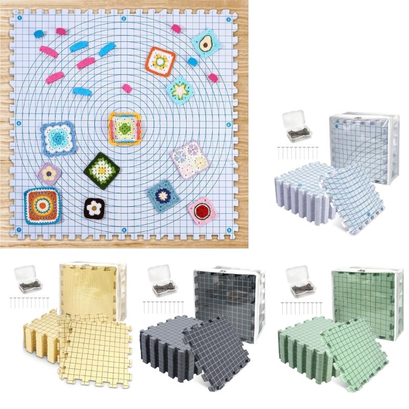 Strickrahmen für Häkelprojekte, Häkel-Fixierplatten mit Markierungen und Aufbewahrungskoffer für Handarbeiten und Strickunterstützung
