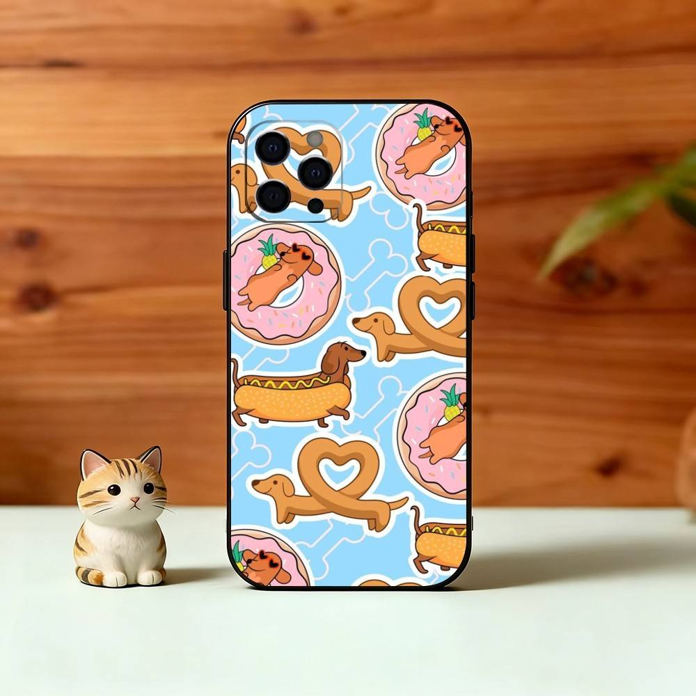 C-Cute C-Cartoon D-Dackel Handyhülle Für iPhone 17, 16,15,14,13,12,11 Plus,Pro Max, Andere Weiche Schwarze Hülle