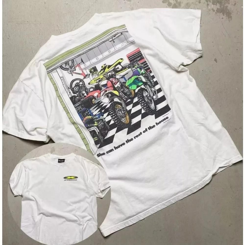

Винтажная хлопковая футболка с принтом Xtreme Racing Motocross 1997 года S-3XL Мужская и женская футболка Черная Повседневная Хлопковая футболка с круглым вырезом S