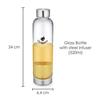 Octavius | Láhev z borosilikátového skla | Láhev na zelený čaj s infuzérem - 520 ml | Skleněná infuzní láhev na vodu | Sítko na čaj (520 ML)