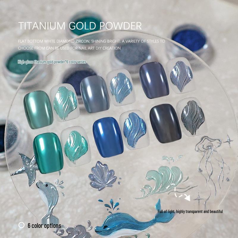 High-Gloss Titanium Gold Mirror Nail Art Powder - Ocean Star Glitter