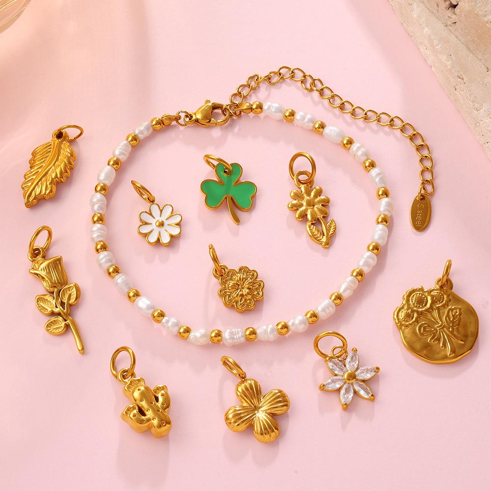 Small Fresh Flower Pendant Collection Exquisite Small Rose Sunflower Shape Bracelet Necklace Pendant
