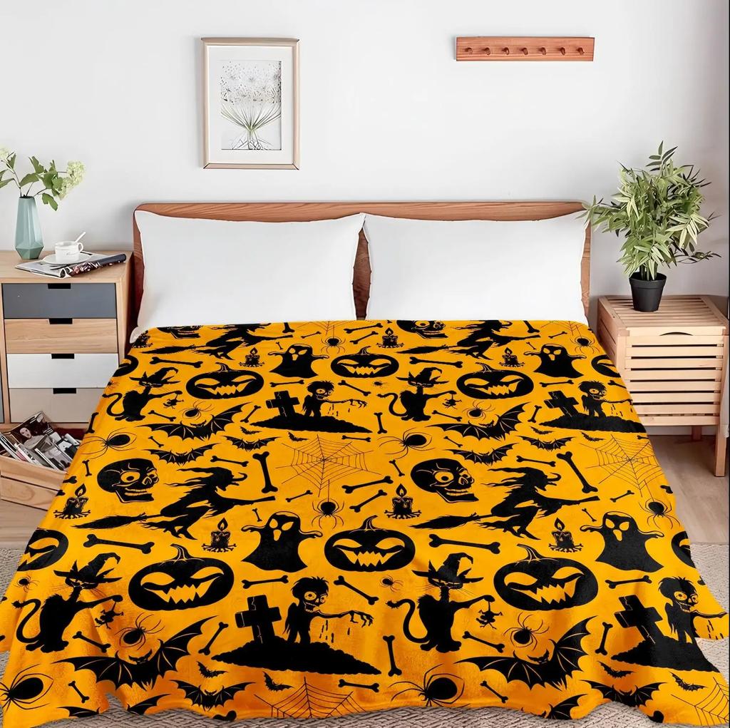 1PC Halloween theme Witch Ghost Cemetery New design Throw Blanket All Saints Day Gifts for Couch Bed Car Camping all season use