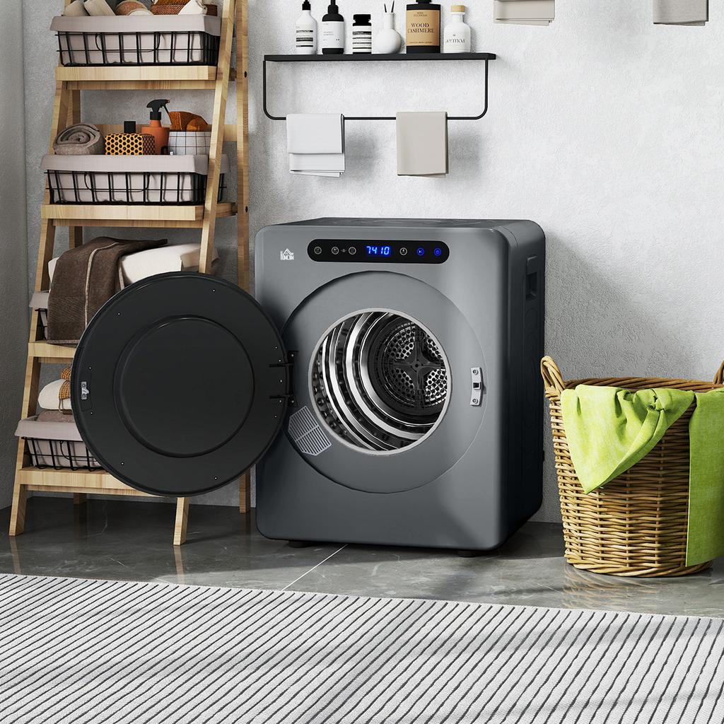 Clothes Dryer, 6 Programs, 40-60 Degrees C, 3 Kg Capacity, Compact, Touch Control, Grey