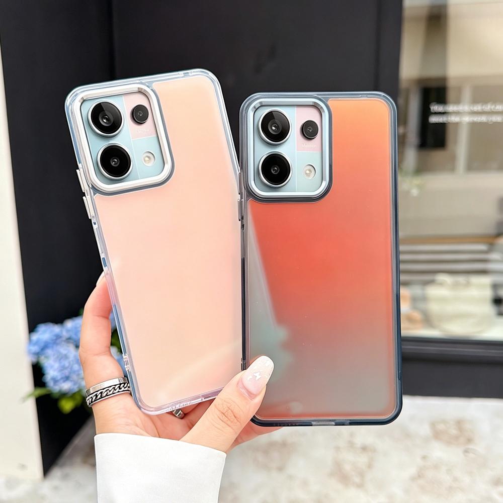 KEYSION Fashion Laser Gradient Colorful Phone Case for Xiaomi POCO M6 Pro Soft TPU+PC Shockproof Back Cover for POCO X6
