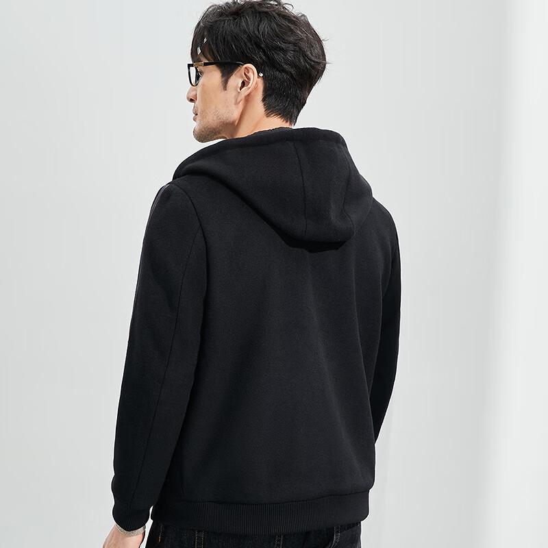 FAPAI Men's Merino Wool Blend Hooded Zip-Up Jacket