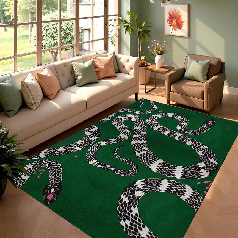 Art Deco Snake Print Non-Slip Area Rug Washable Absorbent Living Room Rug for Home Bedroom Kitchen Bathroom Decor