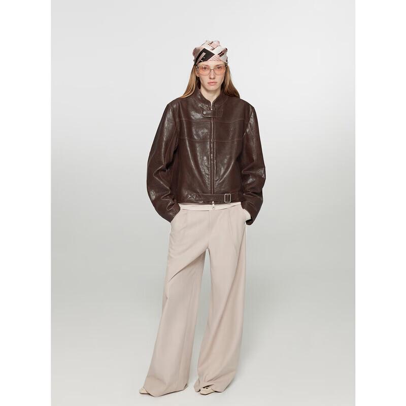 Vintage Two-Tone Waxed Leather Motorcycle Jacket