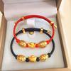 Original Sand Gold Turtle Wealth Bracelet with Good Luck Beads, Steel Wire Rope, and Ingots for Couples