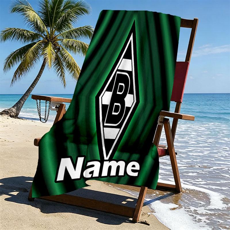 Custom Name Personalized Borussia Monchengladbach Print Beach Towel, for Trip Camping Beach Party Home Decor, Birthday Gift for Family & Friends
