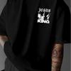 Men's Cotton T-shirt with Creative Print for Vacation and Daily Wear