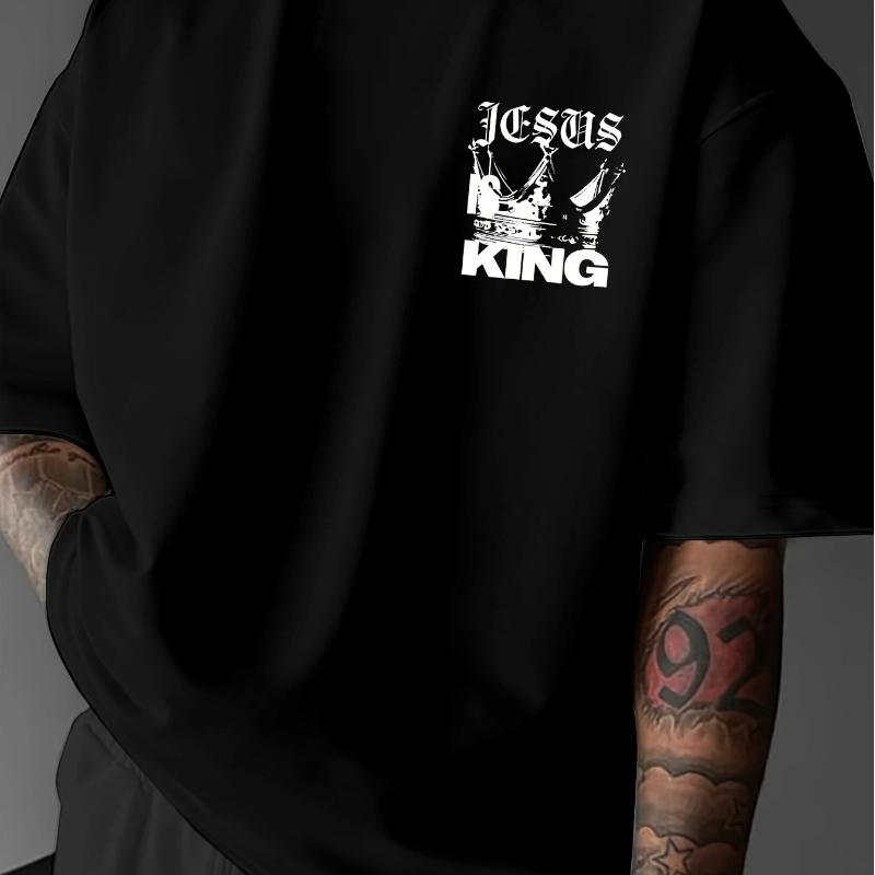 Men's Cotton T-shirt with Creative Print for Vacation and Daily Wear