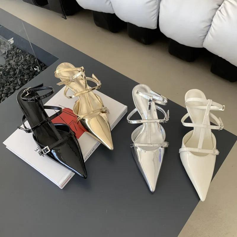 Fashion Women's pointed high heels hollow thin dress sandals gold silver elegant new fashion spring