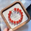 10Mm Natural High Quality Pigeon Blood Red Chalcedony White Crystal Design Bracelet Bracelet