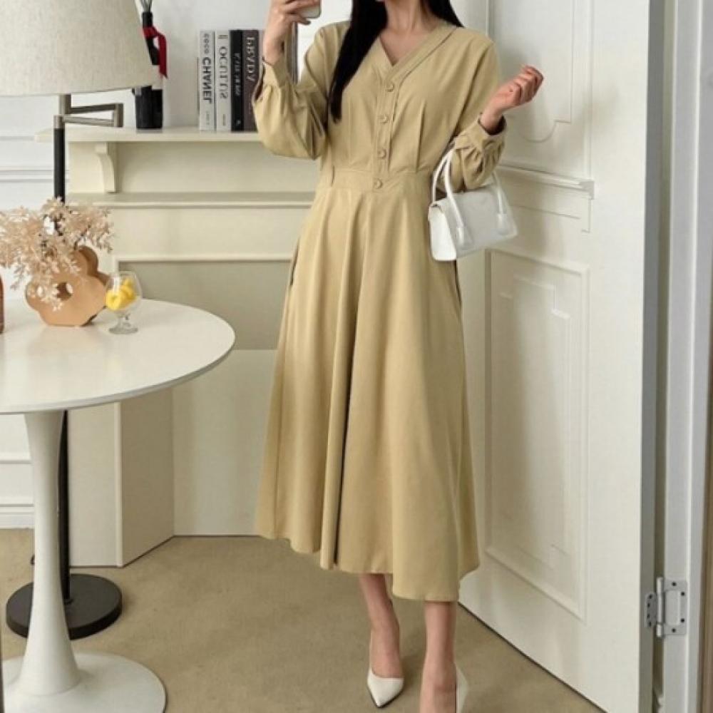 NeW ArriVAls Open Run W Neck V Neck Shirred Long sleeVe A Line Dress