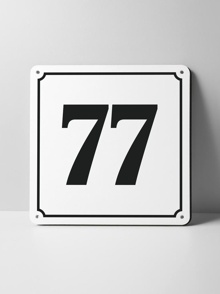 Metal Sign Black House Number On White Background Outdoor Wall Art Decor
