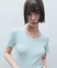 MONGDOL Ribbed Round Neck Short Sleeve Knit Mdkt075_8 Colors