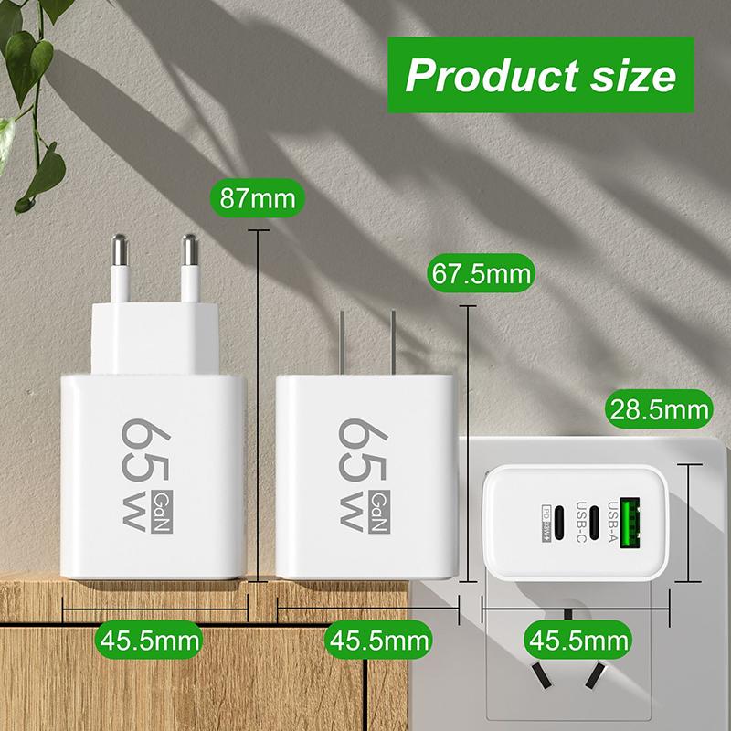 65W Usb Type-C Pd Fast Charging Phone Charger For Iphone For Samsung Xiaomi Huawei Universal Tablet Pad Travel Power Adapter