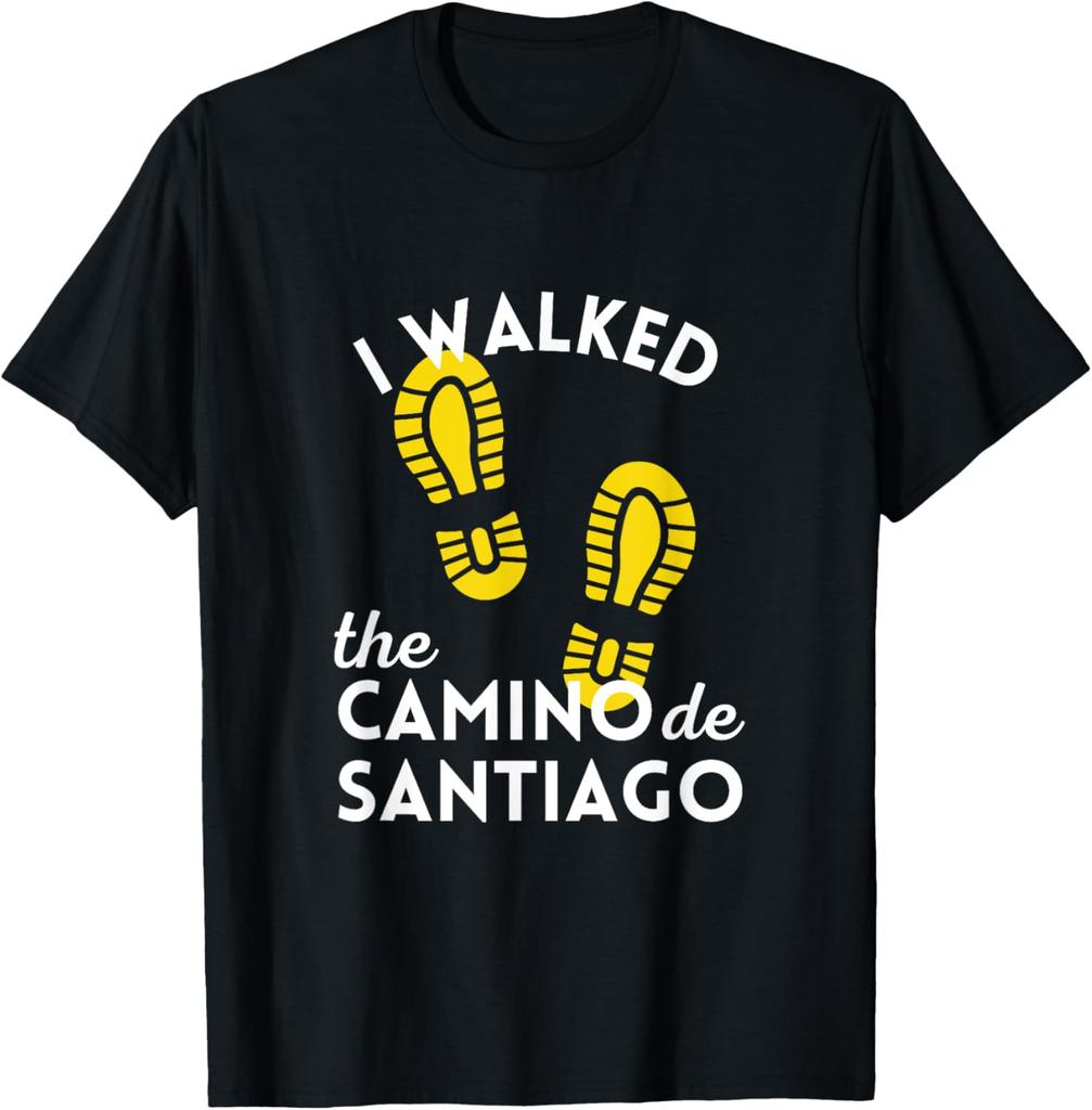 I Walked the Camino de Santiago Gift Hiking Boots Spain TShirt Short Sleeve Casual 100 Cotton Shirt