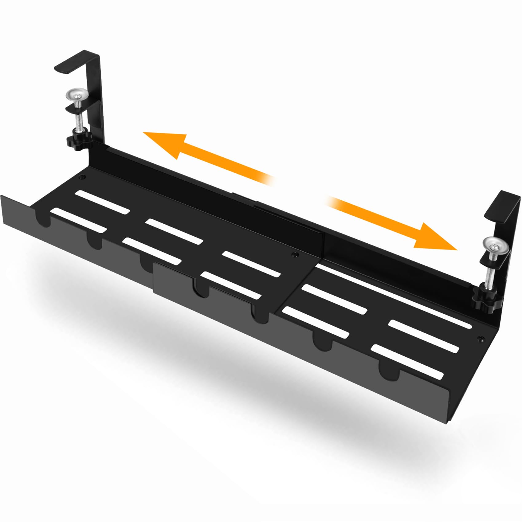 

GAWOOW Cable Tray, Under-Desk Cable Management Tray, Extendable Width (34.8cm-60cm), No Drilling Required (L (34.8cm-60cm) - Black)