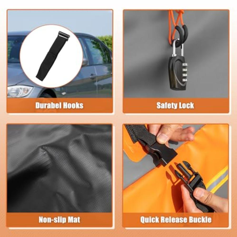1000D PVC Wasserdichte Autodachgepäcktasche Dachgepäckträgertasche Gepäckträger für Autos mit oder ohne Dachgepäckträger Anti-Rutsch-Matte 6 Türen