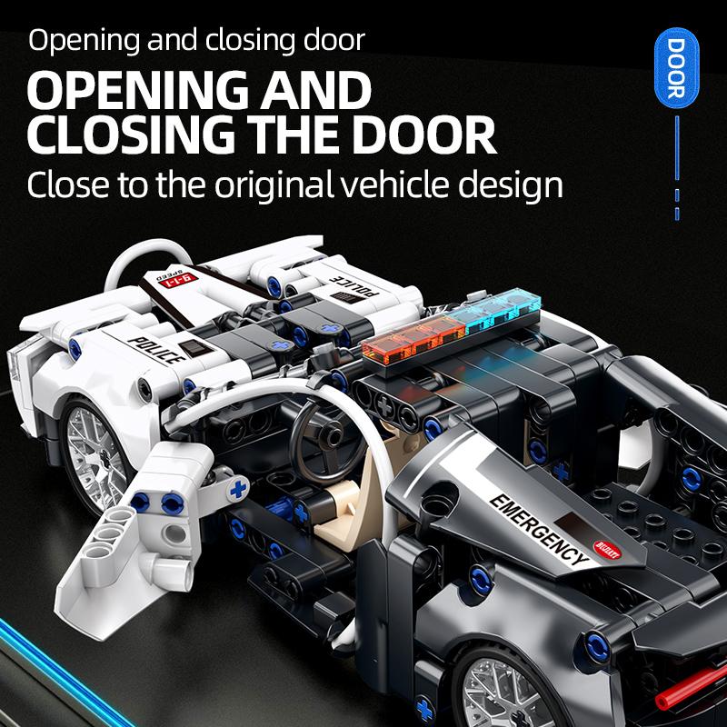 ToylinX 1/18 410PCS Polizeiauto Baustein Modellauto Lernen Entwicklung Puzzle Montage Spielzeug Kinder Weihnachts- Geburtstagsgeschenk