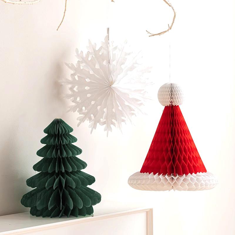 Faltbare Weihnachtsmann-Ornamente 3D Papierwaben-Weihnachtsparty-Requisiten 2026 Festival Schreibtisch DIY Bastelarbeit