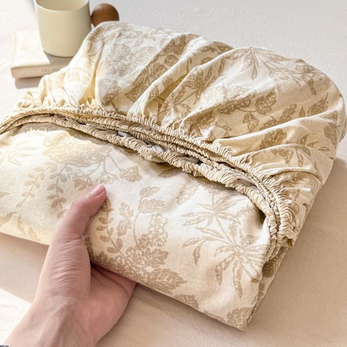 New Cotton Single Bed Cover A Fresh and Simple Country-style Floral Old Coarse Cloth Mattress Cover Bring Elastic Bedspreads