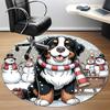 1PC Winter Snow Dog Office Round Area Rug, Mat Suitable For Office, Under Office Chairs Bedroom Living Room Home Decor, Room Deco