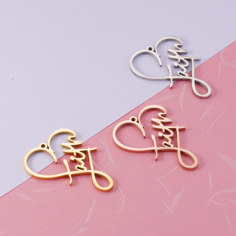 

Creative Heart-shaped Titanium Steel Faith Necklace Pendant