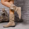 Fashion Retro 2025 Mid-tube New Pleated Women's Booties Spring and Autumn Single Boots