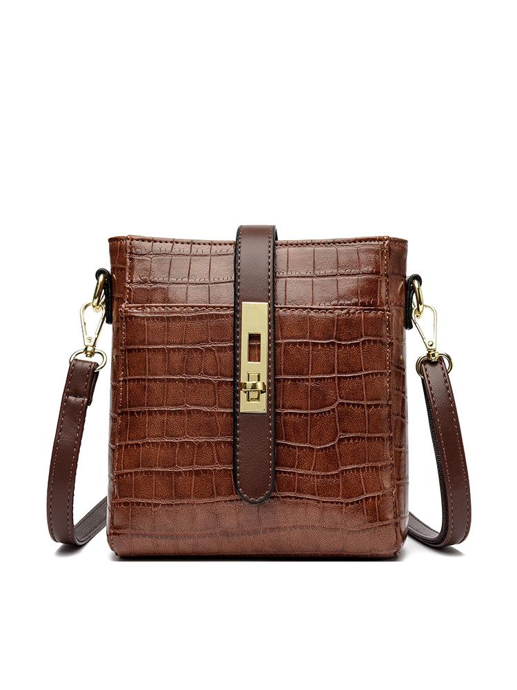 

Сумка-ведро с узором крокодила 2025 новая модная повседневная портативная женская сумка нишевая ретро на одно плечо через плечо женская сумка