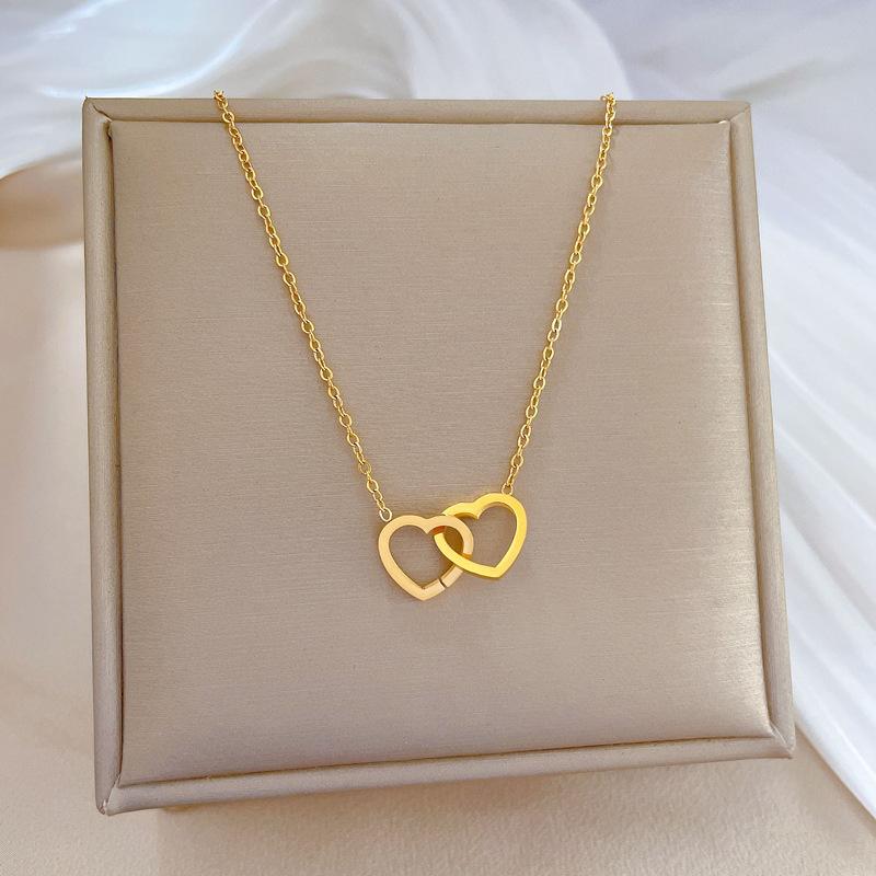 Heart To Heart Personality Minimalist Wind Furnace Real Gold Necklace Female Clavicle Chain