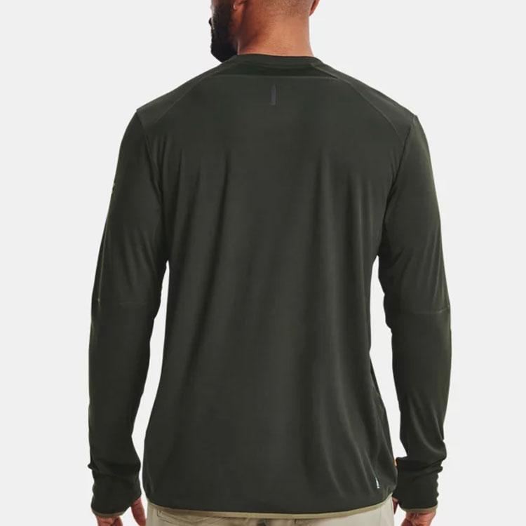 Under Armour Solid Color Reflective Crew Neck Long Sleeve T-Shirt Men Tops Baroque-Green 1370038-310