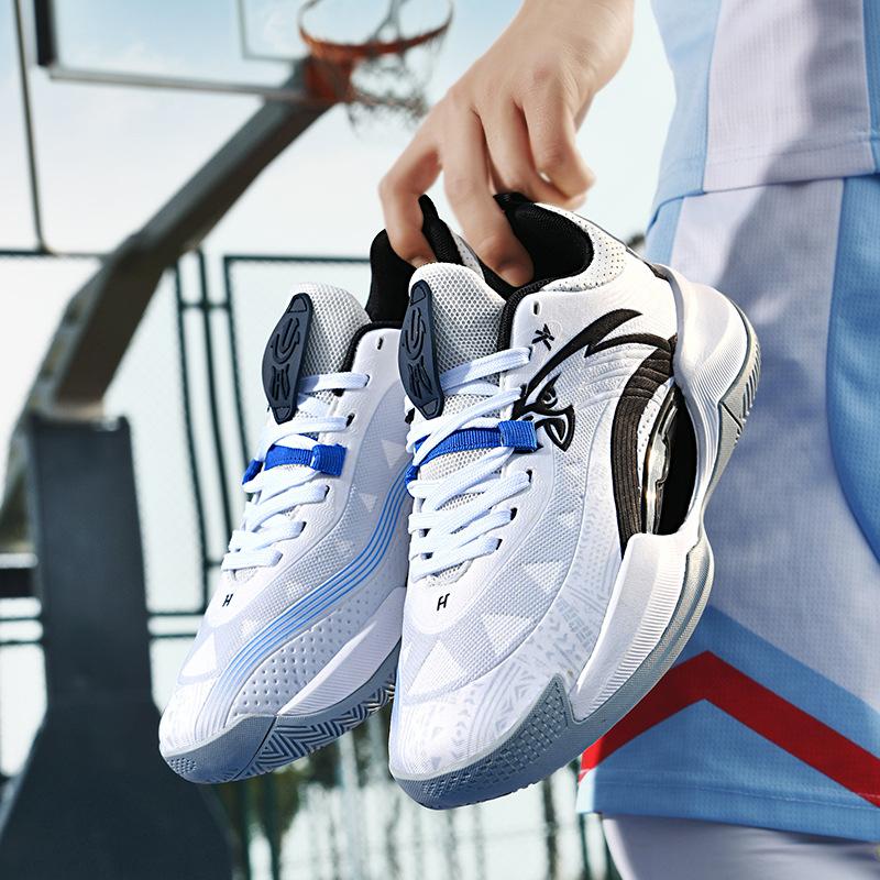 Foreign Trade Large Size Basketball Shoes Luminous 45 Youth Cement Ground Actual Combat Blue Sneakers Mesh Shoes Men's White Sneakers