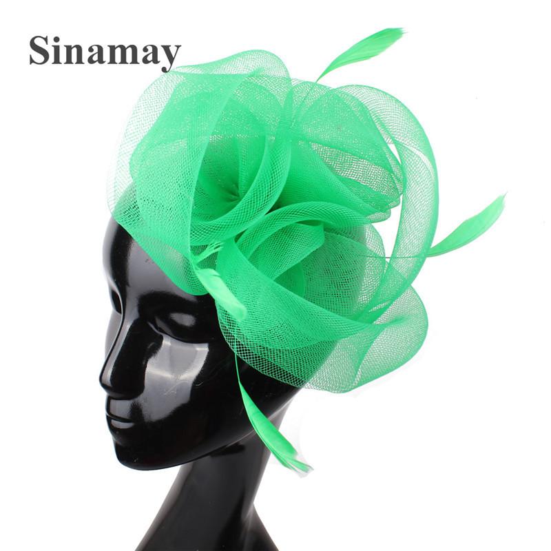 

Tibetan Blue European And American Bridal Hair Accessories Feather Headdress Popular Banquet Photo Mesh Hair Accessories зелений