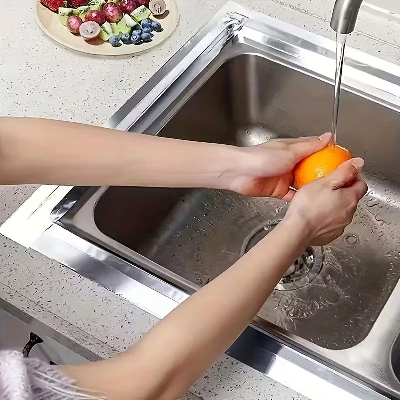 Aluminum Foil Waterproof & Oil-Proof Sealing Tape Heat Resistant Kitchen Sink & Stove Gap Sealer Strip for Bathroom and Toilet