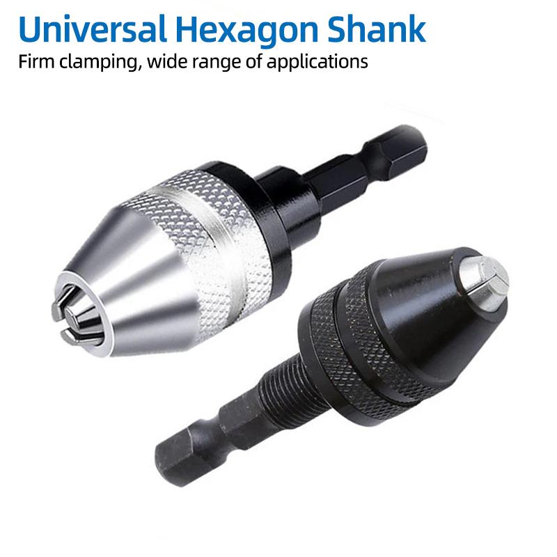 Mini Keyless Chuck Quick Change Electric Drill Bits Collet Converter Extension Screwdriver Chucks Adapter Fixture 1/4" Hex Shank