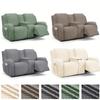 2-zits Jacquard Relaxfauteuilhoes met Bekerhouder Antislip Fauteuilhoes Gesplitst Ontwerp Elastische Bankhoes Beschermend