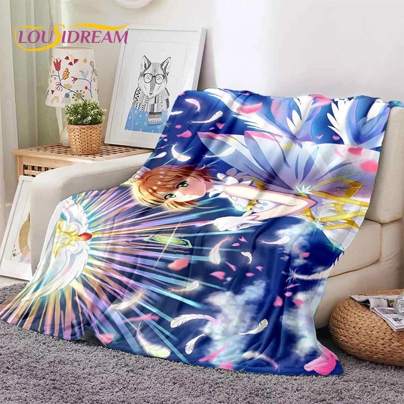 Cartoon Cute Sakura Card Captor Girl Soft Blankets,Keep Warm Throw Blanket Comfortable Blanket for Picnic Beds Sofa Home Bedroom