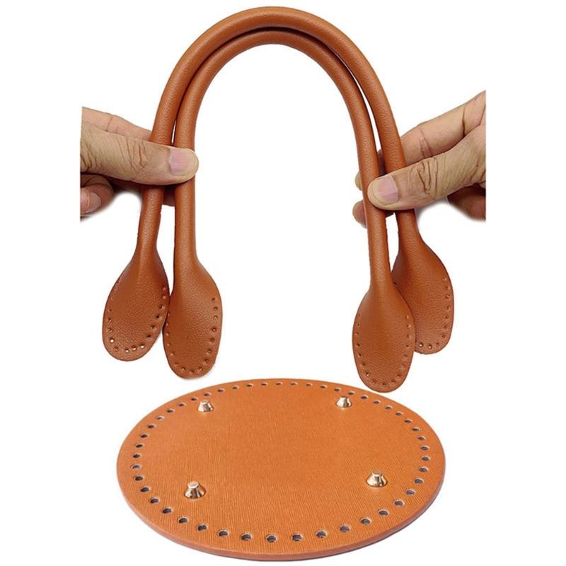Handbag Shoulder Bag Bottom Shaper Pad & Hand-Strap Handle Set Leather Tote Bag Woven Bag DIY Accessory for Women Girl