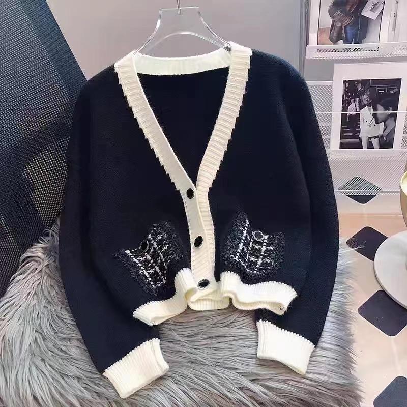 Herbst und Winter Langarm Lässiger Cardigan Pullover Damen Jacke Mode V-Ausschnitt Elegant Gestrickte Cardigans Damen Slim Fit Vintage Damen Strickwaren 24793