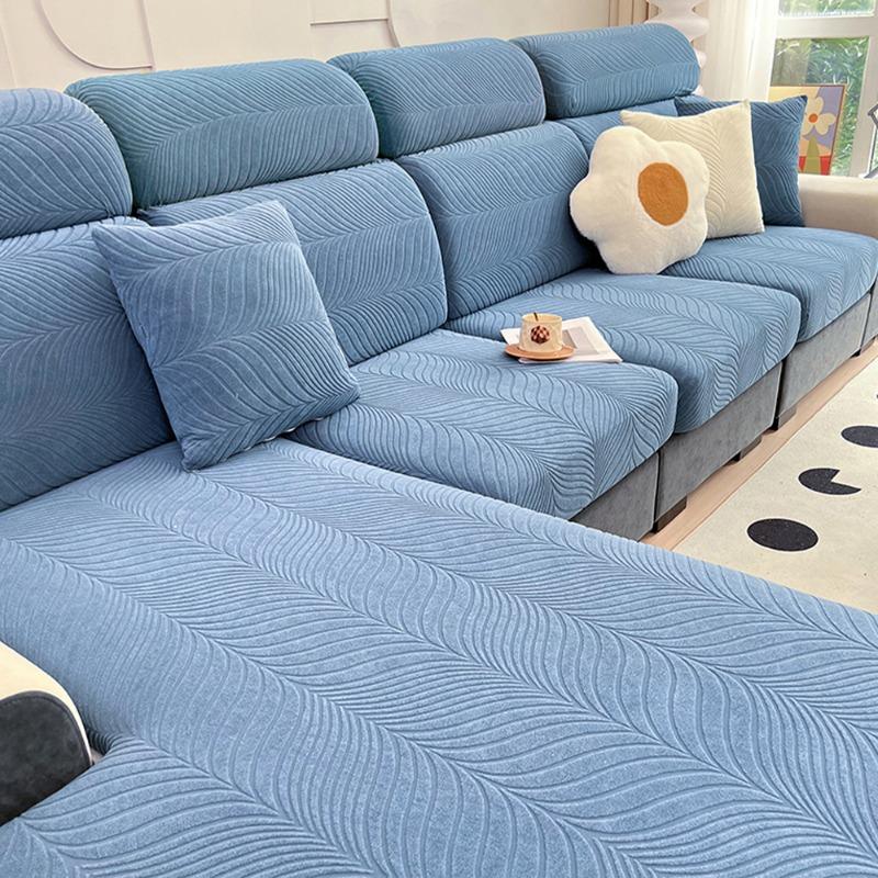 New Waterproof Fabric Sofa Cover Jacquard Solid Sofa Cushion Seat Case Stretch L-Shaped Cover Living Room Furniture Protector
